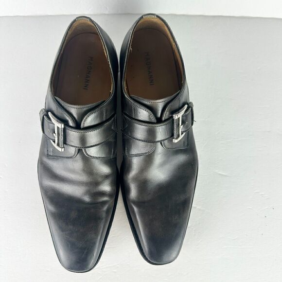 Magnanni Marco Monk Strap Leather Dress Shoe Size 8 Gray Plain Toe